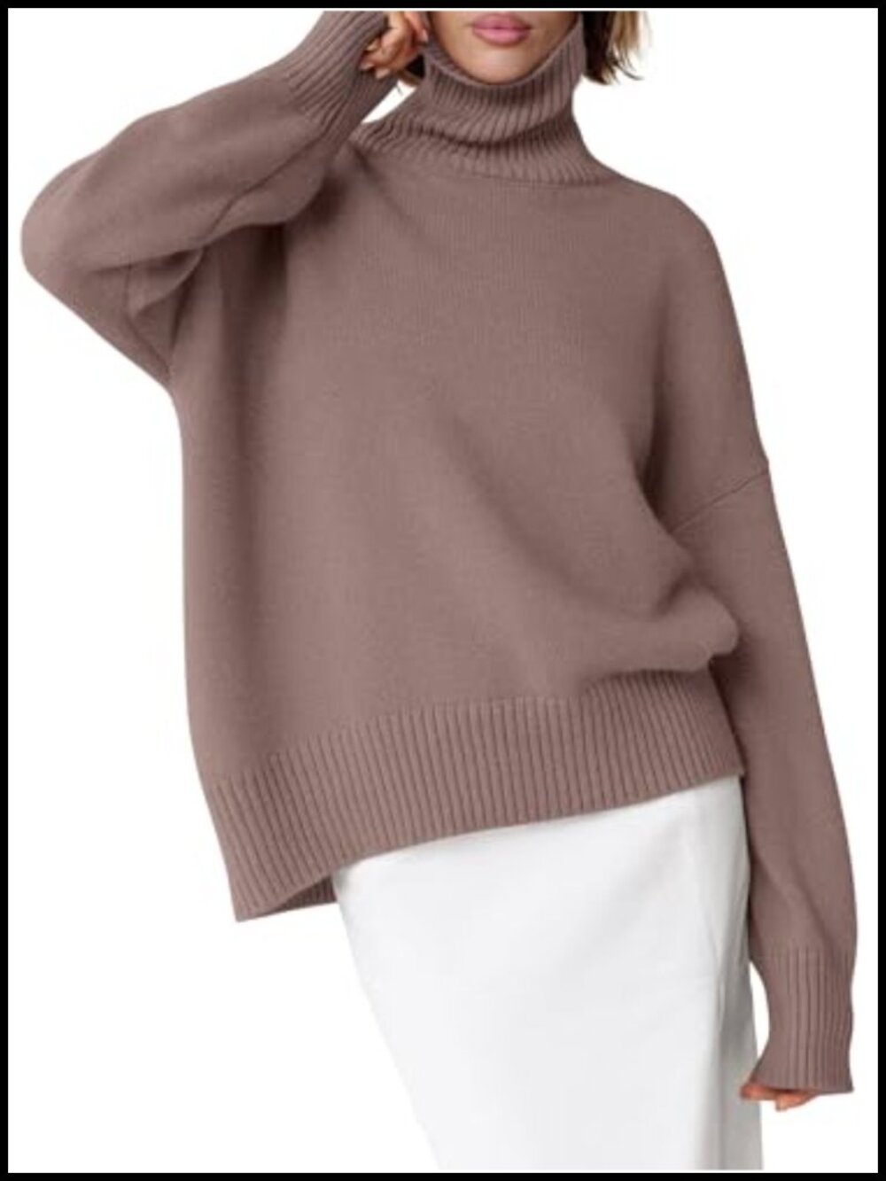 Women's Oversized Turtleneck Long Sleeve Knit Sweater